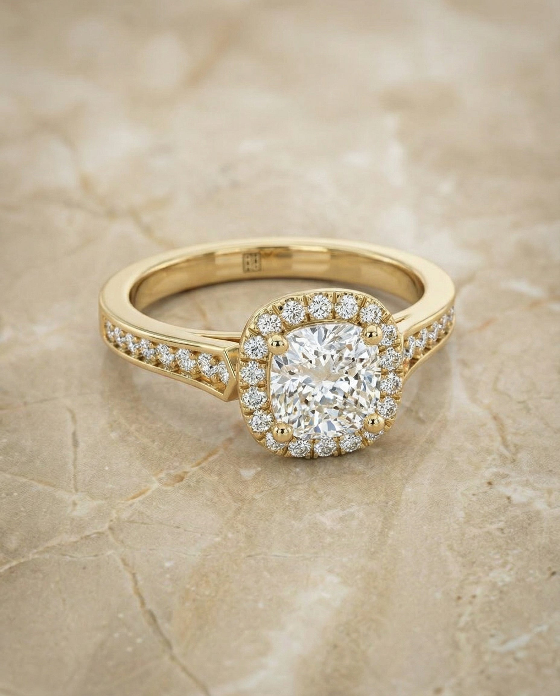 Channel Pavé Halo Cut styling on The Genesis cushion engagement ring setting | RockHer
