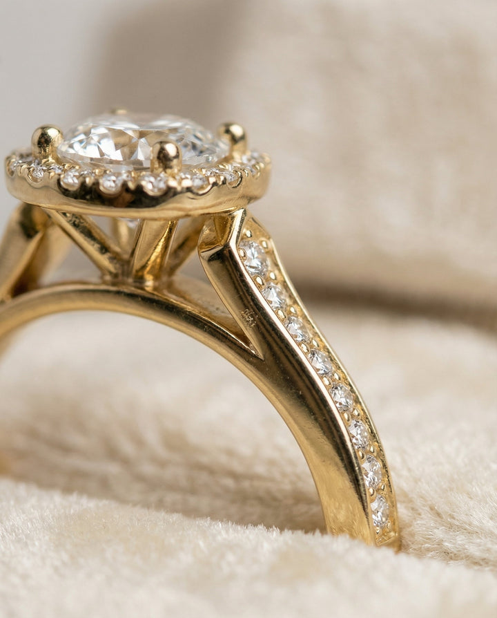 Genesis Select Cushion engagement ring in 18K Yellow Gold