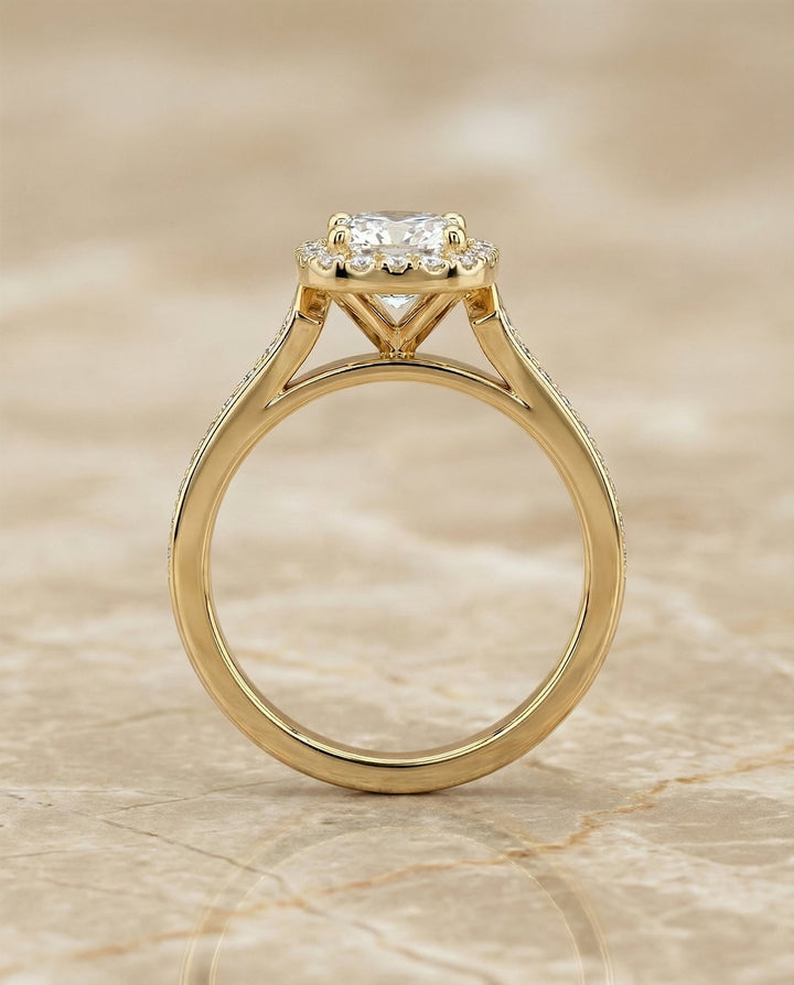 Genesis Select Cushion engagement ring in 18K Yellow Gold