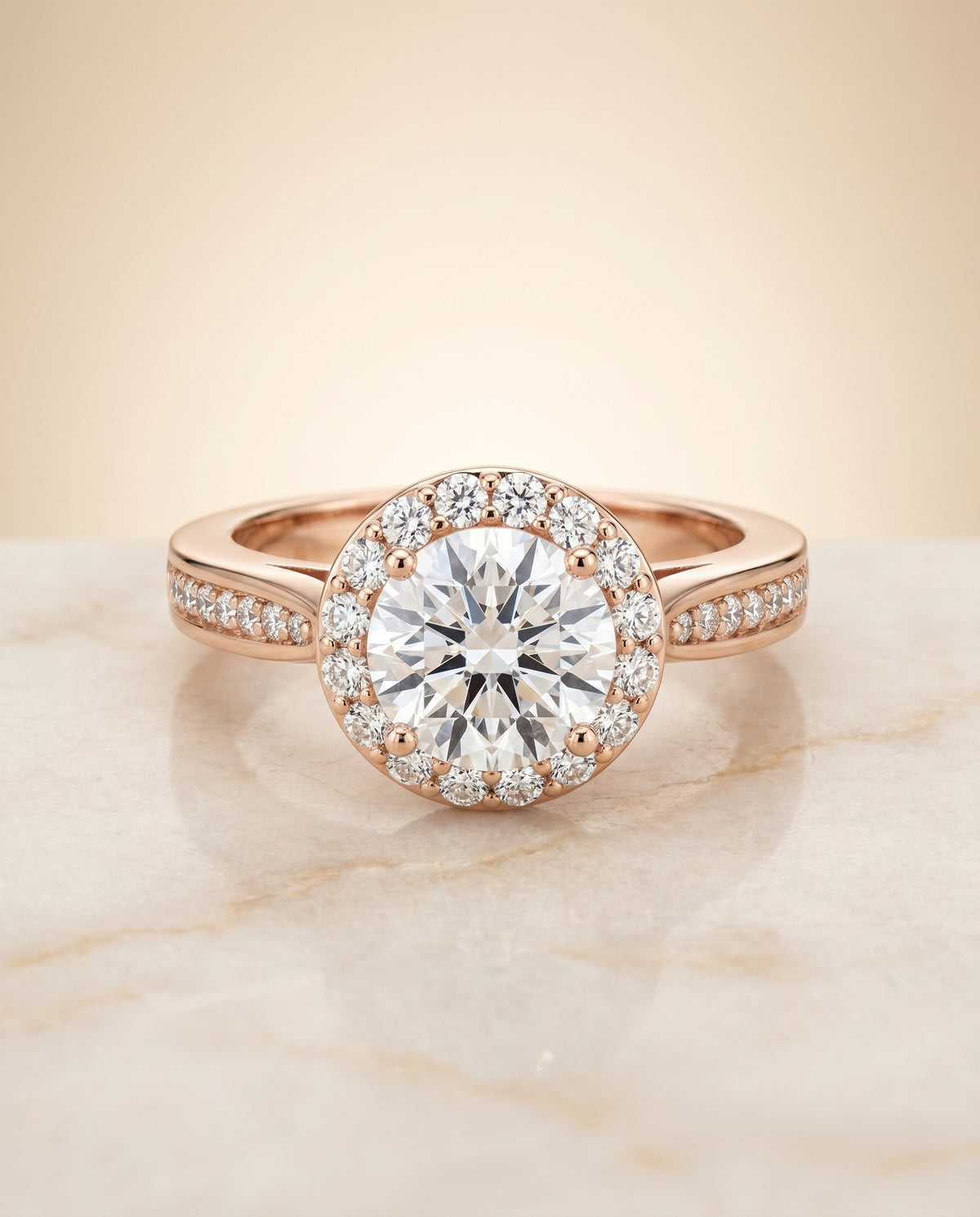 The Aria round engagement ring setting in 14K Rose Gold | RockHer