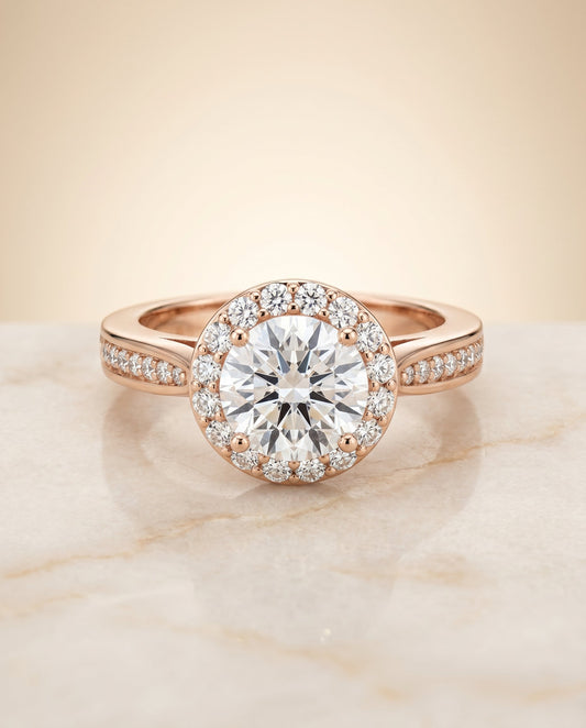 Aria Select Channel Row Pave Halo in 14K Yellow Gold – view 1