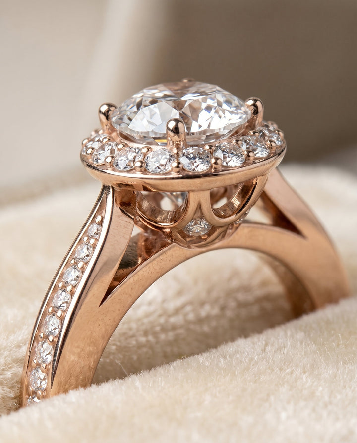 Aria Select Channel Row Pave Halo in 14K Yellow Gold – view 4