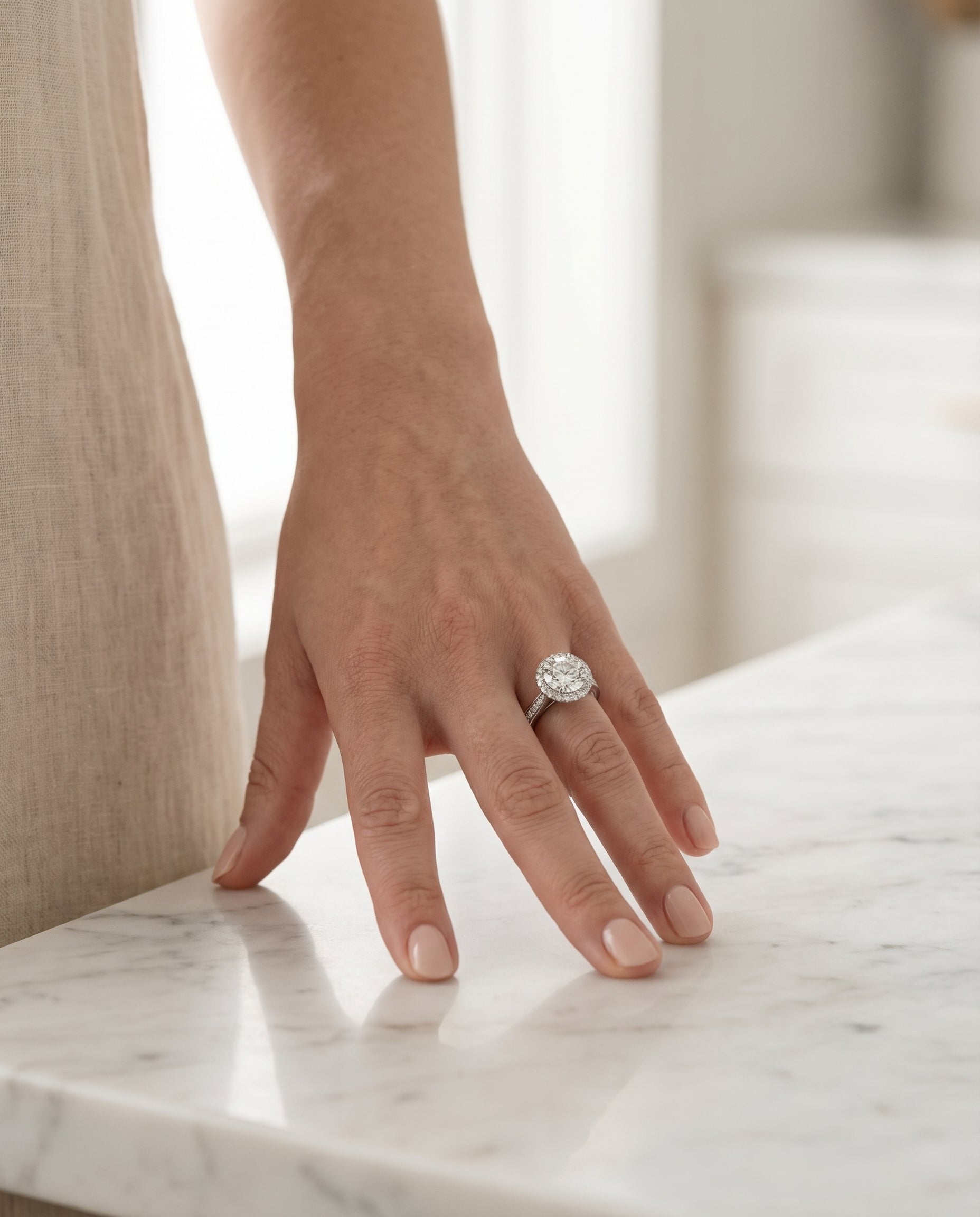 Made to order: The Aria round engagement ring setting in 18K White Gold | RockHer