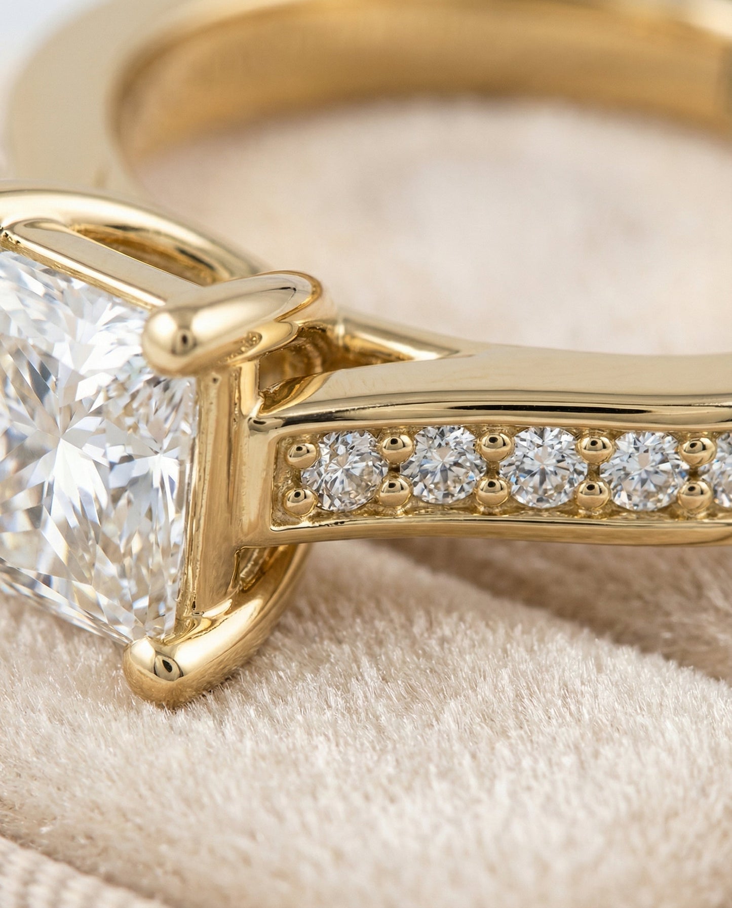 The Celesta Select Channel Set Engagement Ring with Lab Diamond in 18K Yellow Gold — view 4