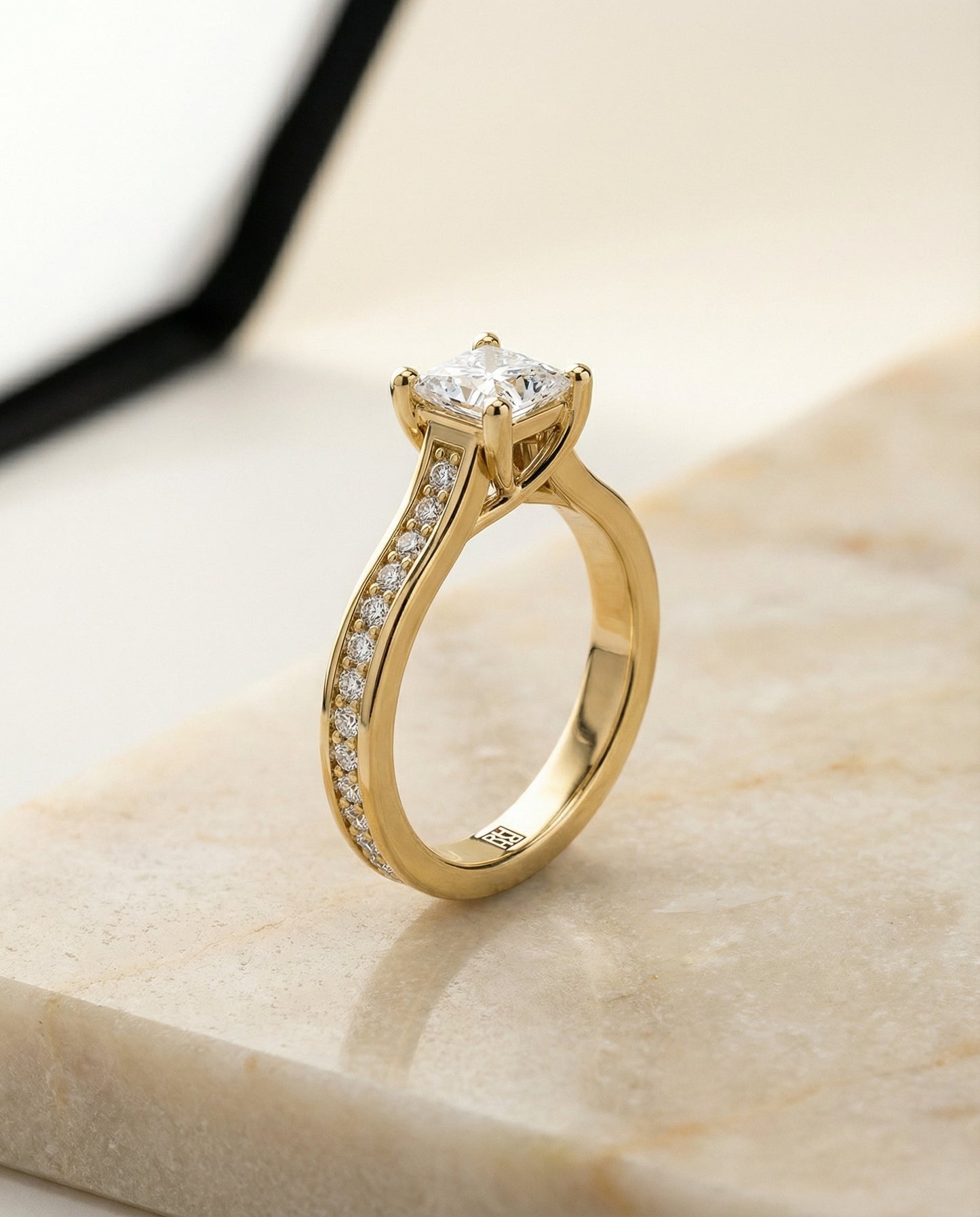 The Celesta Select Channel Set Engagement Ring with Lab Diamond in 18K Yellow Gold — view 6