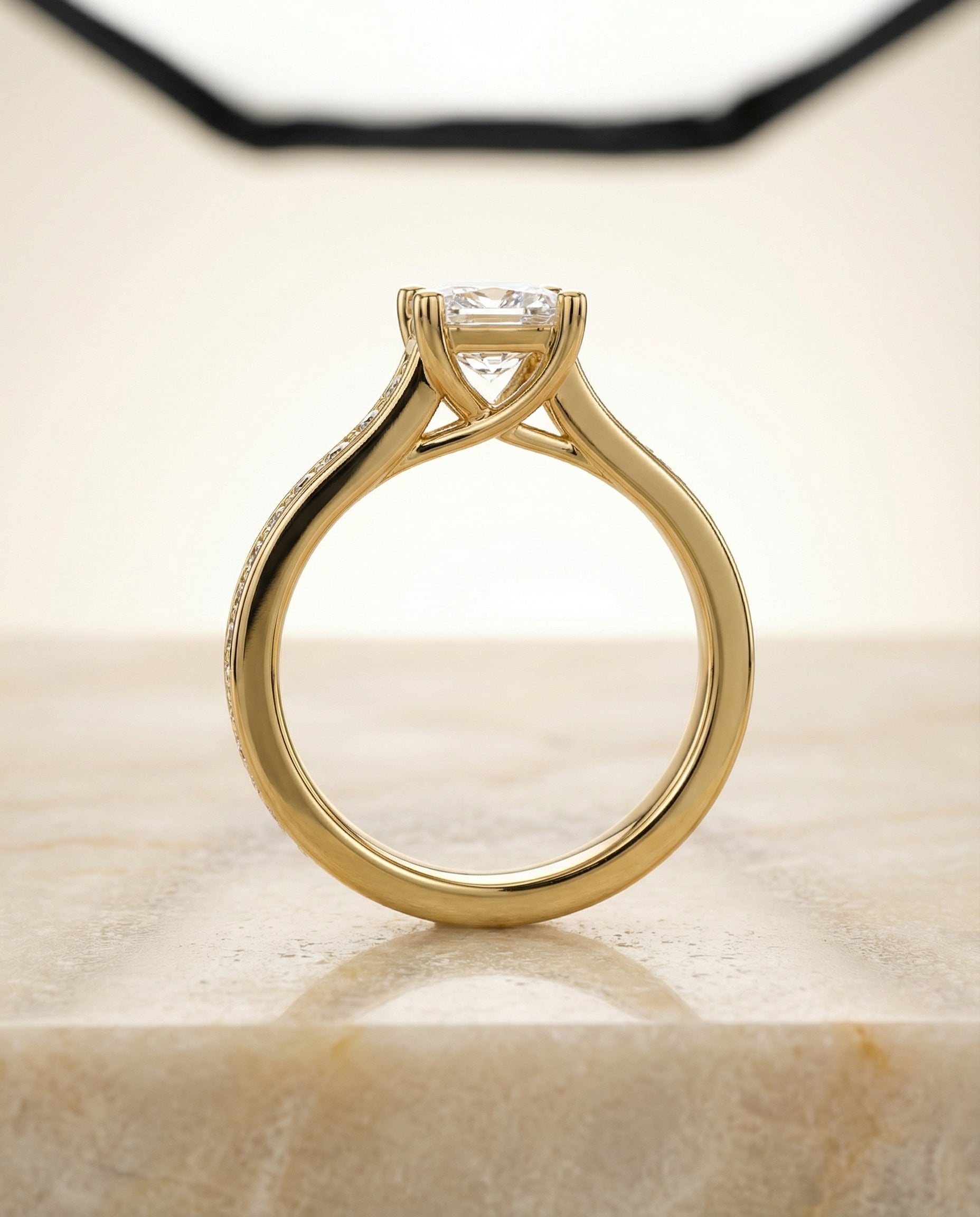 Channel Set Pavé styling on The Celesta princess engagement ring setting | RockHer