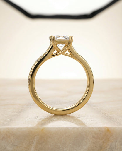 The Celesta Select Channel Set Engagement Ring with Lab Diamond in 18K Yellow Gold — view 2