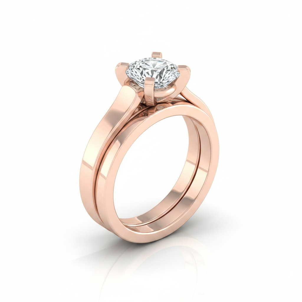 The Charlotte Matching Wedding Band, Cushion in 14K Rose Gold