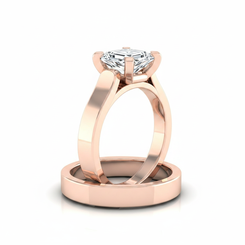 The Charlotte Matching Wedding Band, Emerald in 14K Rose Gold