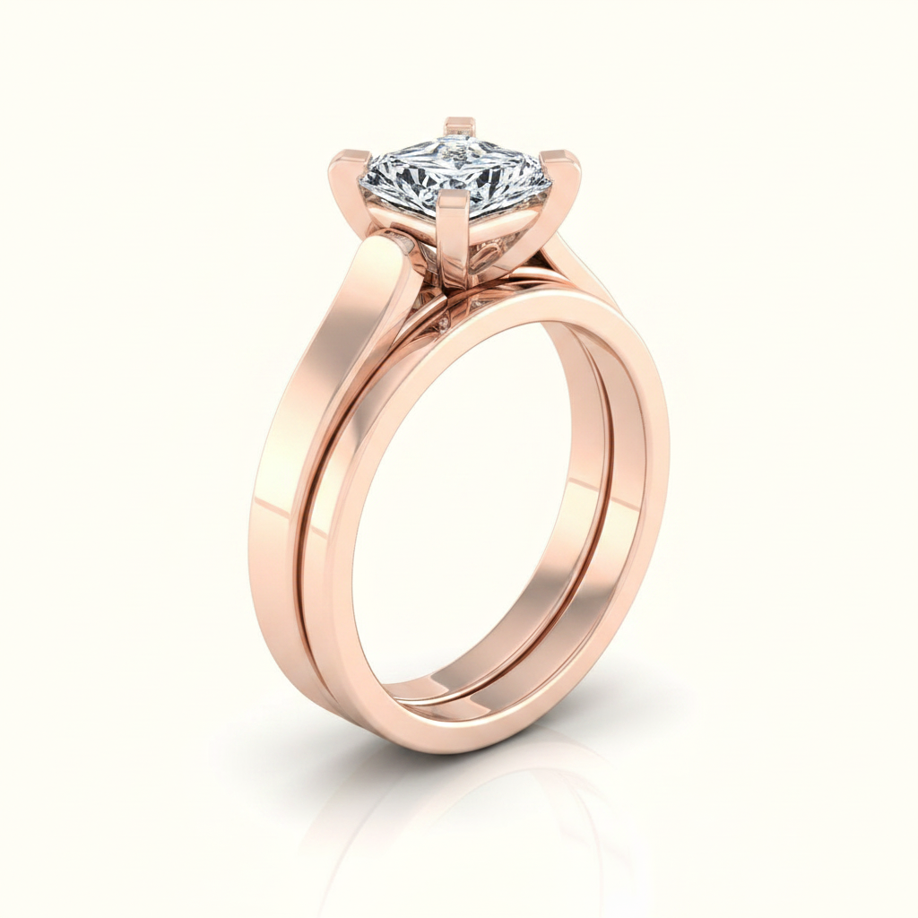The Charlotte Matching Wedding Band, Radiant in 14K Rose Gold