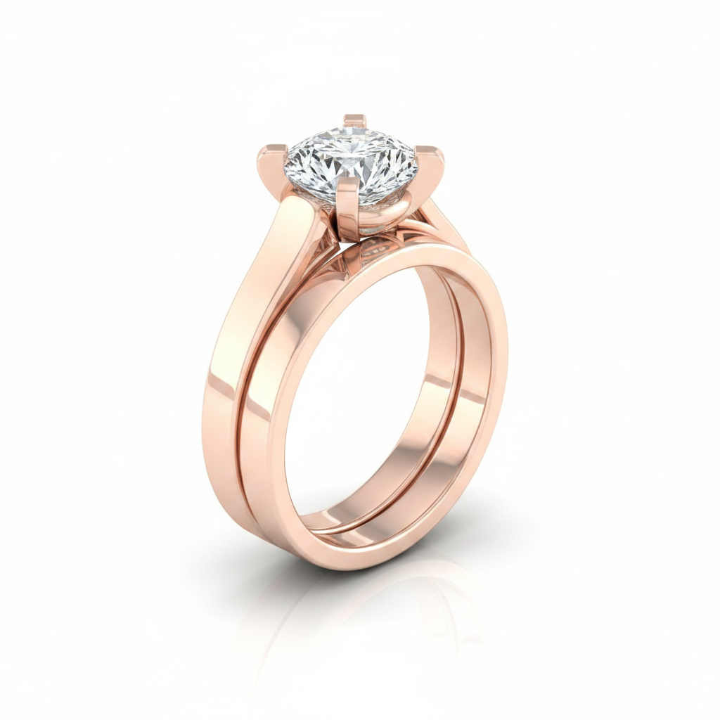 The Charlotte Matching Wedding Band, Round in 14K Rose Gold