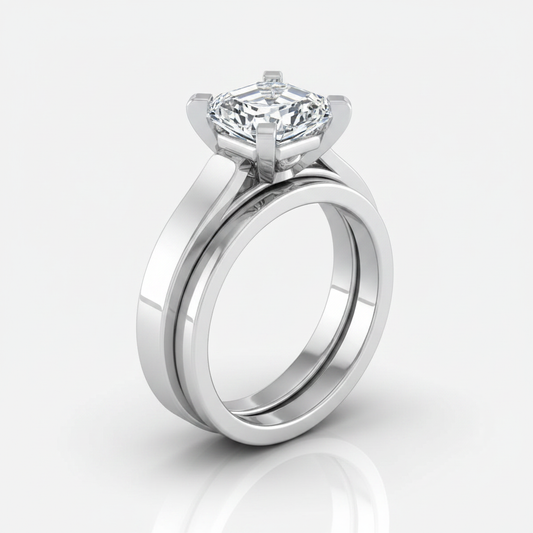 The Charlotte Matching Wedding Band, Asscher in 18K White Gold
