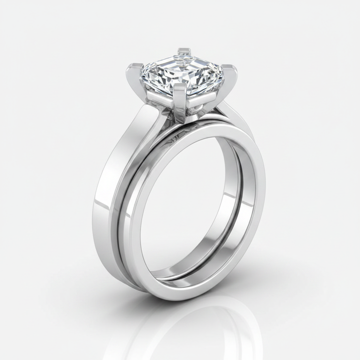 The Charlotte Matching Wedding Band, Asscher in 18K White Gold | RockHer