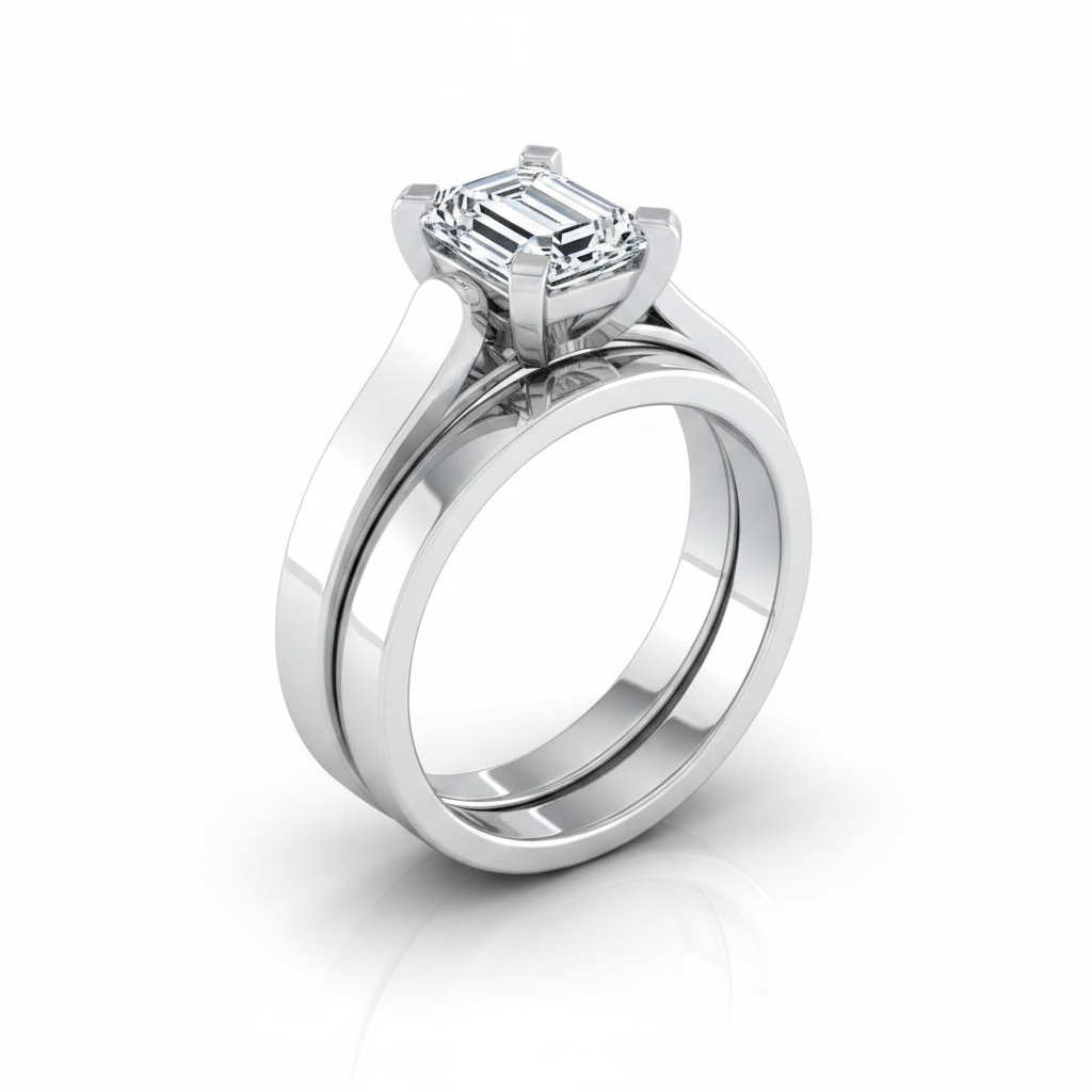 The Charlotte Matching Wedding Band, Emerald in 18K White Gold