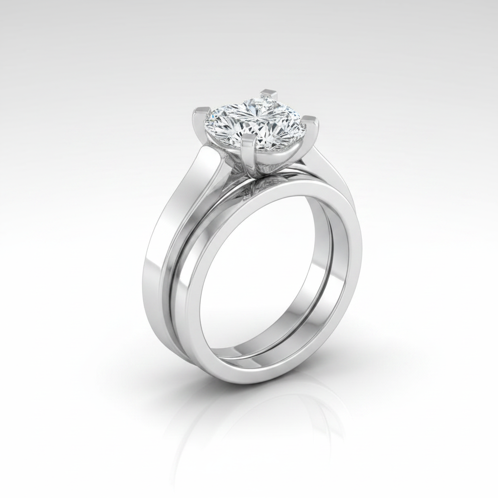 The Charlotte Matching Wedding Band, Heart in 18K White Gold