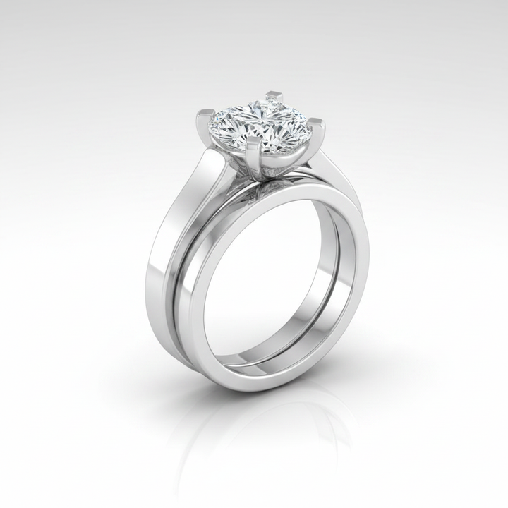 The Charlotte Matching Wedding Band, Heart in 18K White Gold | RockHer