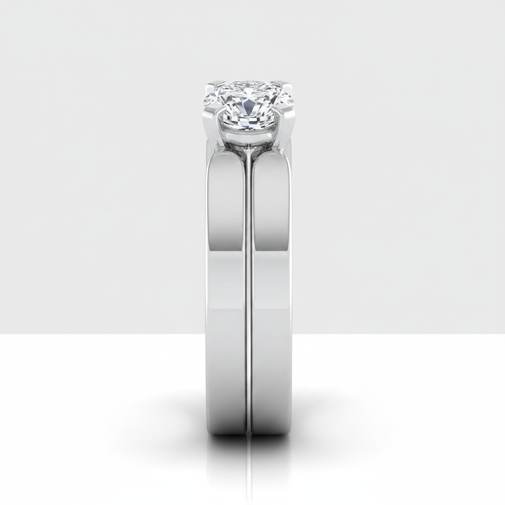 The Charlotte Matching Wedding Band, Oval in 18K White Gold