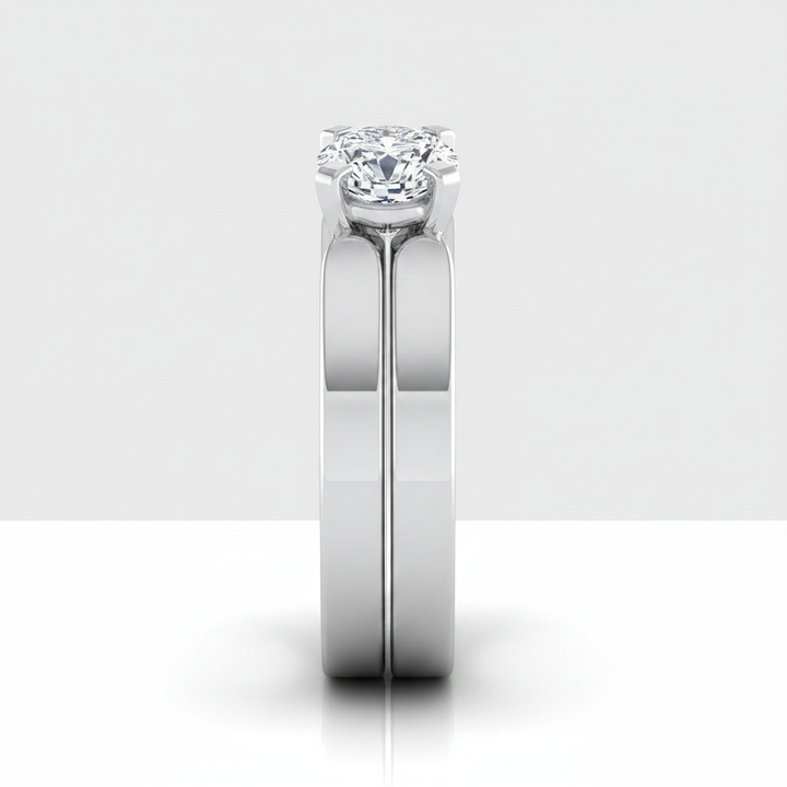 The Charlotte Matching Wedding Band, Oval in 18K White Gold | RockHer