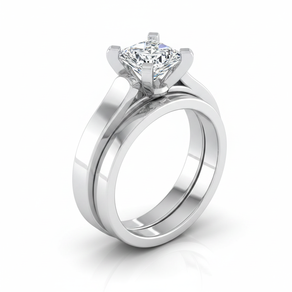 The Charlotte Matching Wedding Band, Princess in 18K White Gold