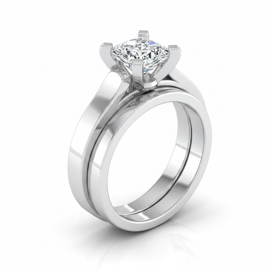 The Charlotte Matching Wedding Band, Princess in 18K White Gold