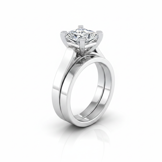 The Charlotte Matching Wedding Band, Radiant in 18K White Gold