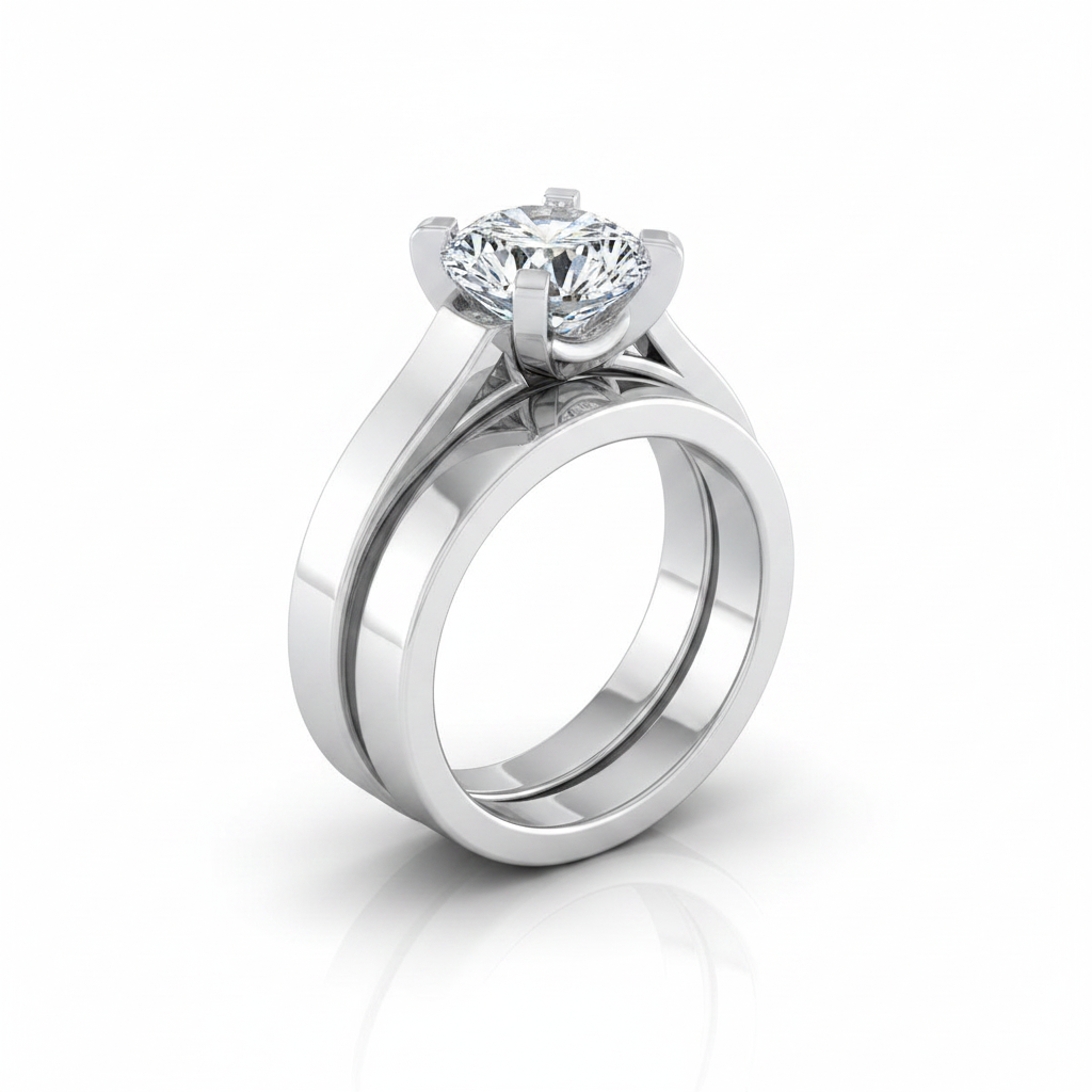 The Charlotte Matching Wedding Band, Round in 18K White Gold