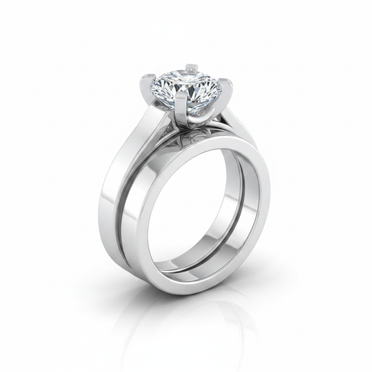 The Charlotte Matching Wedding Band, Round in 18K White Gold