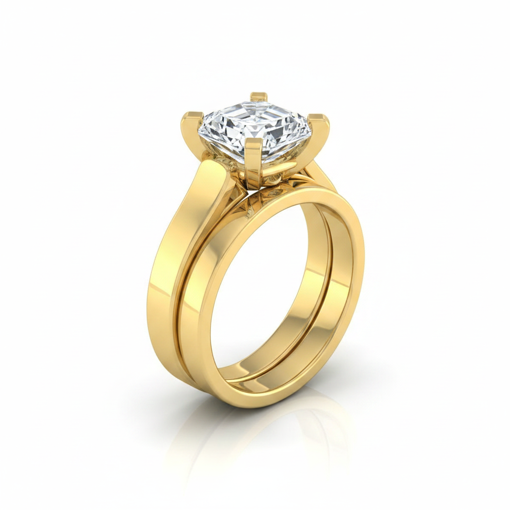The Charlotte Matching Wedding Band, Asscher in 18K Yellow Gold