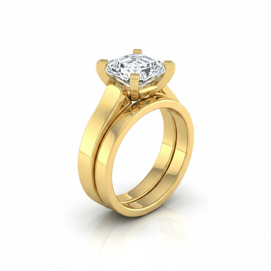 The Charlotte Matching Wedding Band, Asscher in 18K Yellow Gold