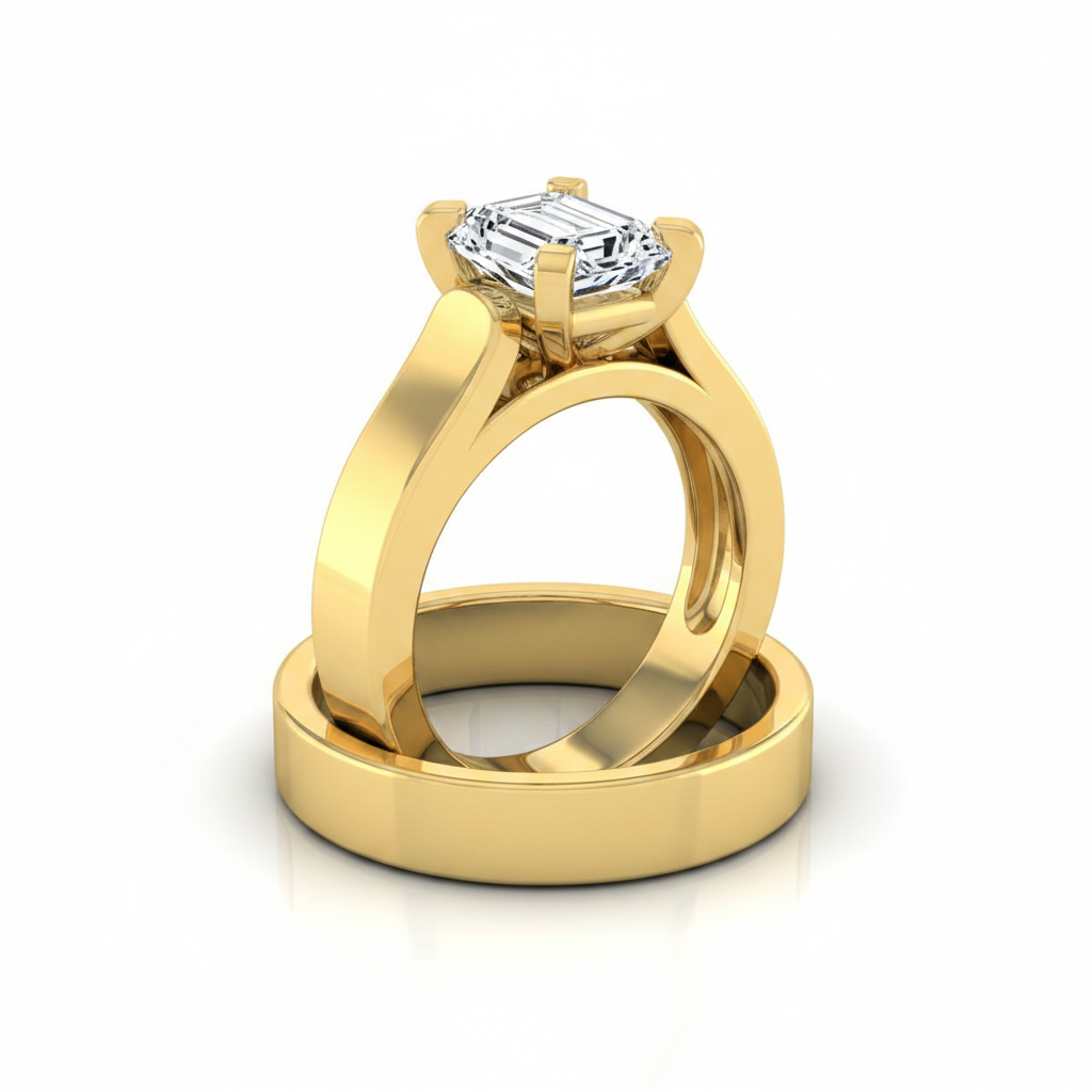 The Charlotte Matching Wedding Band, Emerald in 18K Yellow Gold