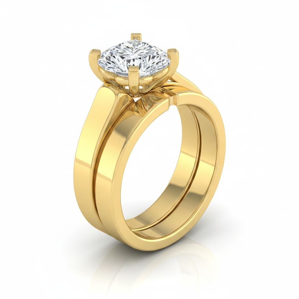 The Charlotte Matching Wedding Band, Heart in 18K Yellow Gold