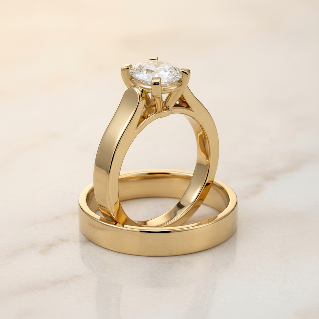 The Charlotte Matching Wedding Band, Oval in 18K Yellow Gold