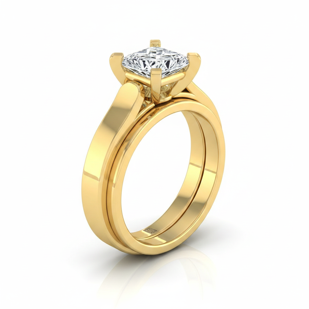 The Charlotte Matching Wedding Band, Princess in 18K Yellow Gold