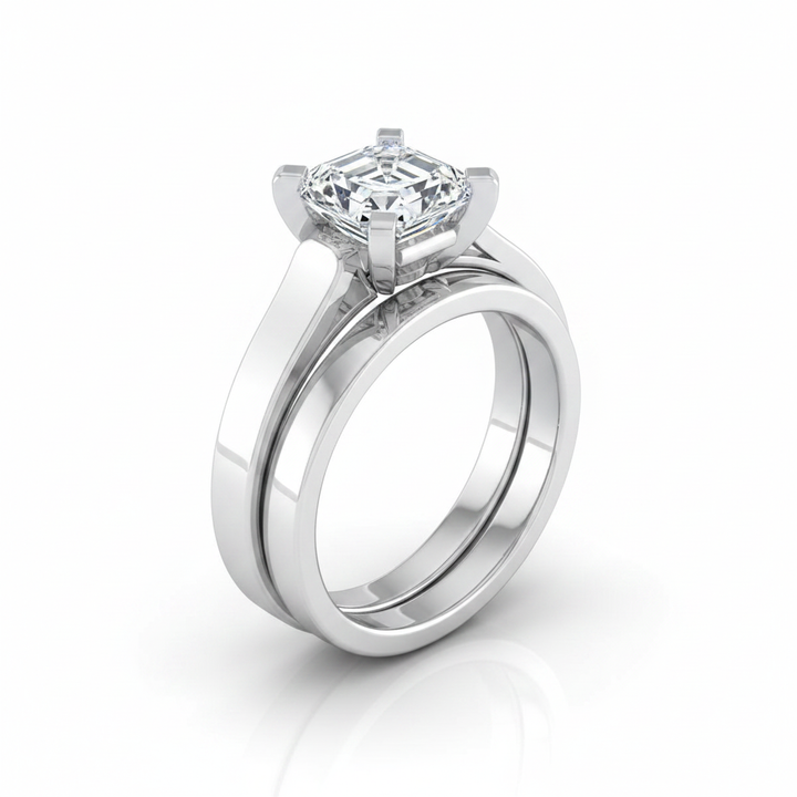 The Charlotte Matching Wedding Band, Asscher in Platinum | RockHer
