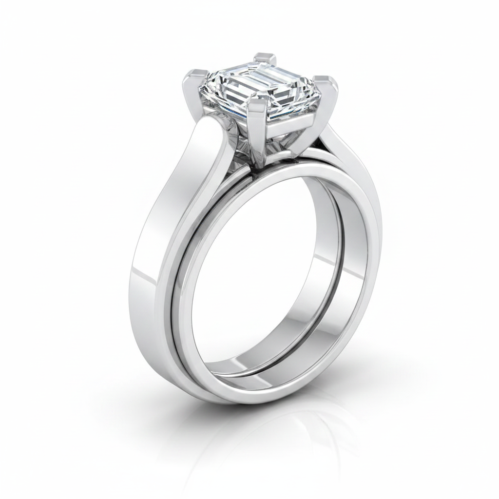 The Charlotte Matching Wedding Band, Emerald in Platinum