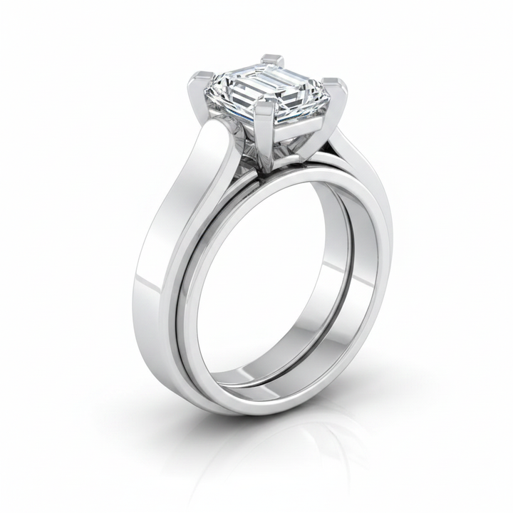 The Charlotte Matching Wedding Band, Emerald in Platinum | RockHer