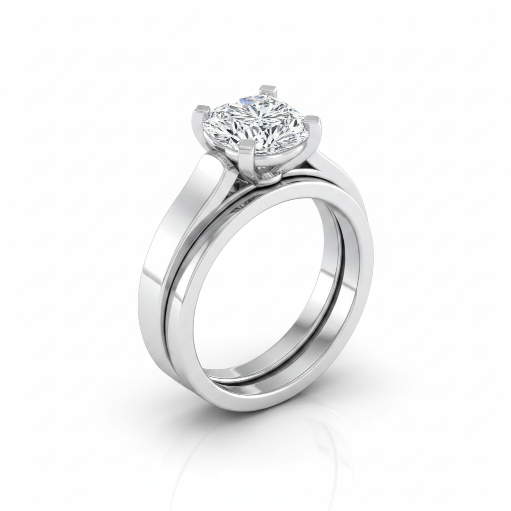 The Charlotte Matching Wedding Band, Heart in Platinum