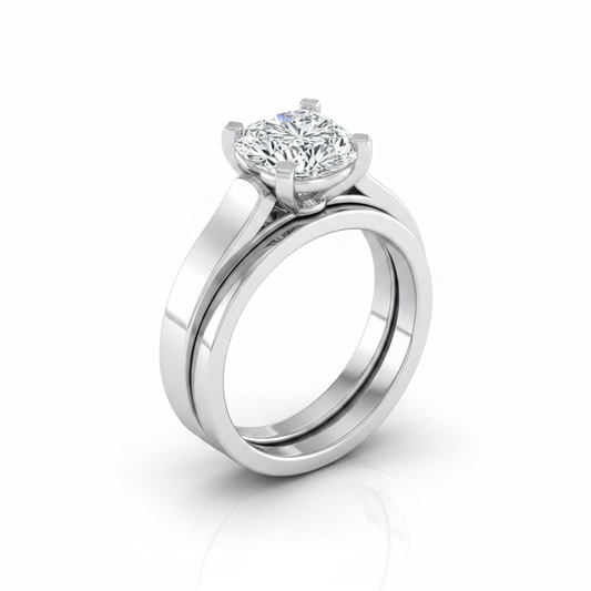 The Charlotte Matching Wedding Band, Heart in Platinum