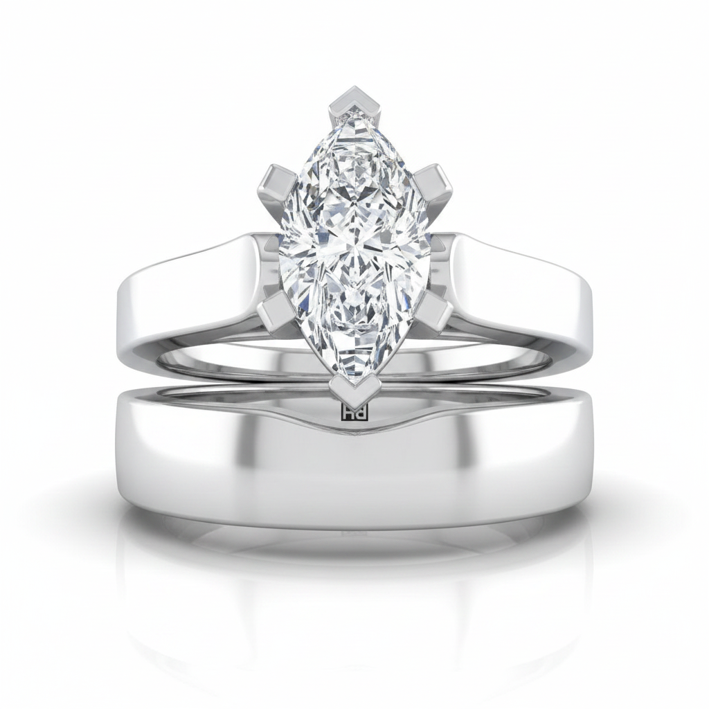 The Charlotte Matching Wedding Band, Marquise in Platinum