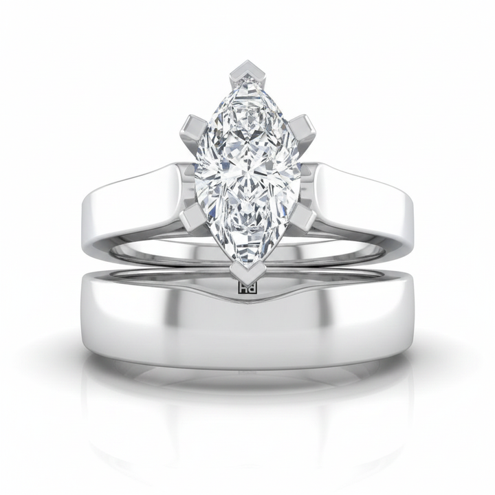 The Charlotte Matching Wedding Band, Marquise in Platinum | RockHer