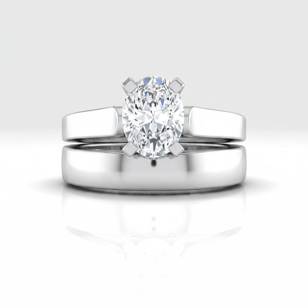 The Charlotte Matching Wedding Band, Oval in Platinum
