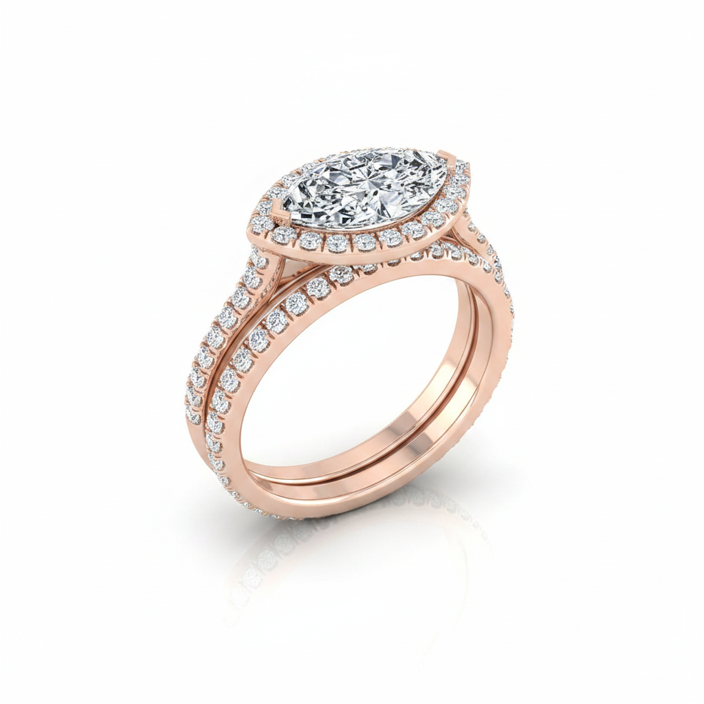 The Christina Matching Wedding Band, Marquise in 14K Rose Gold