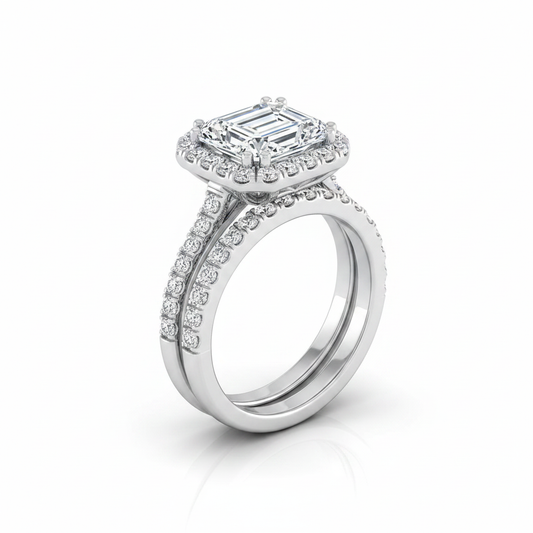 The Christina Matching Wedding Band, Emerald in 18K White Gold