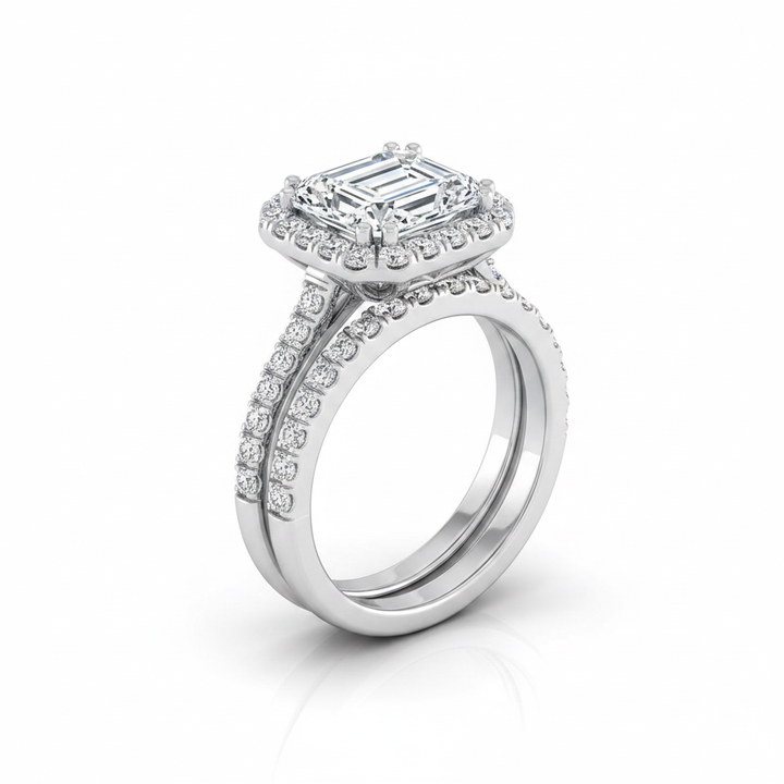 The Christina Matching Wedding Band, Emerald in 18K White Gold | RockHer