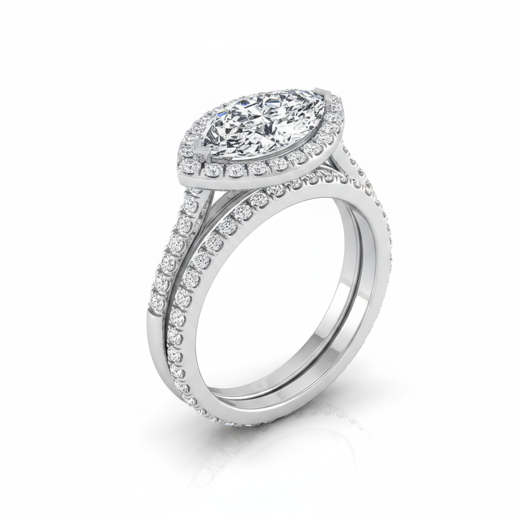 The Christina Matching Wedding Band, Marquise in 18K White Gold