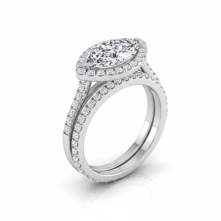 The Christina Matching Wedding Band, Marquise in 18K White Gold | RockHer