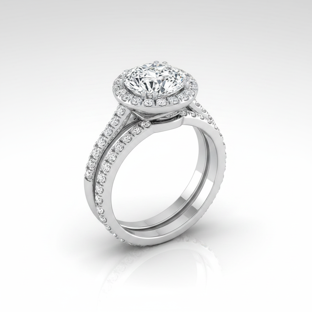 The Christina Matching Wedding Band, Oval in 18K White Gold