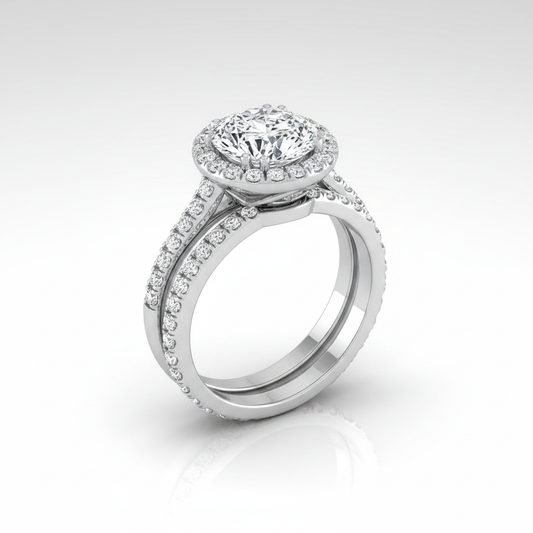 The Christina Matching Wedding Band, Oval in 18K White Gold