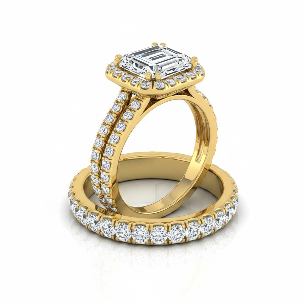 The Christina Matching Wedding Band, Emerald in 18K Yellow Gold