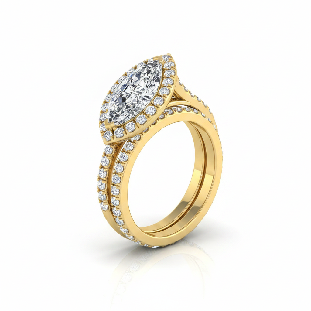 The Christina Matching Wedding Band, Marquise in 18K Yellow Gold